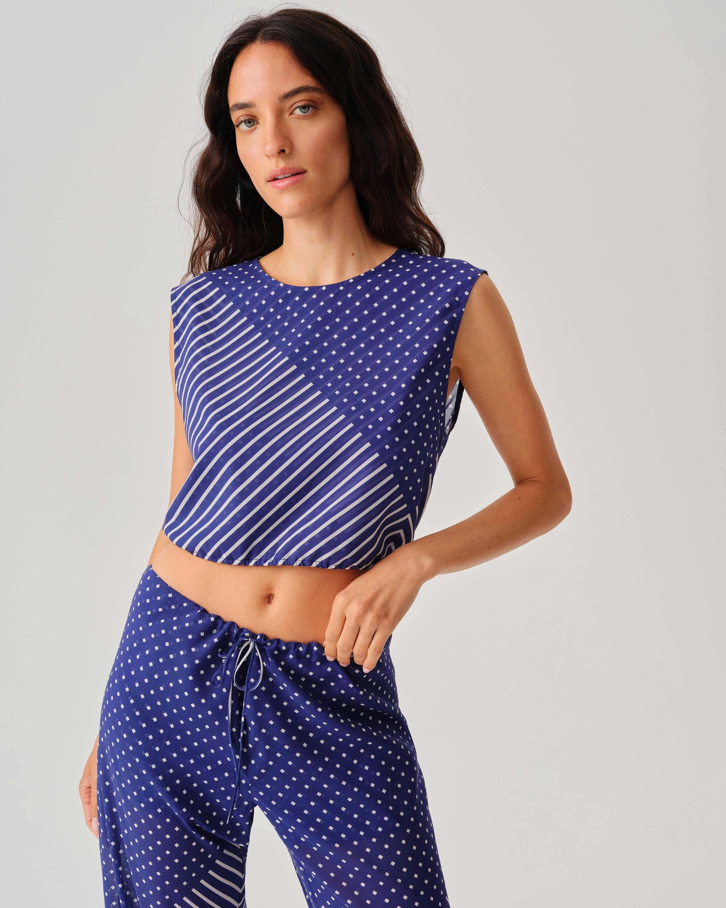Georgia Pant - Blue & White