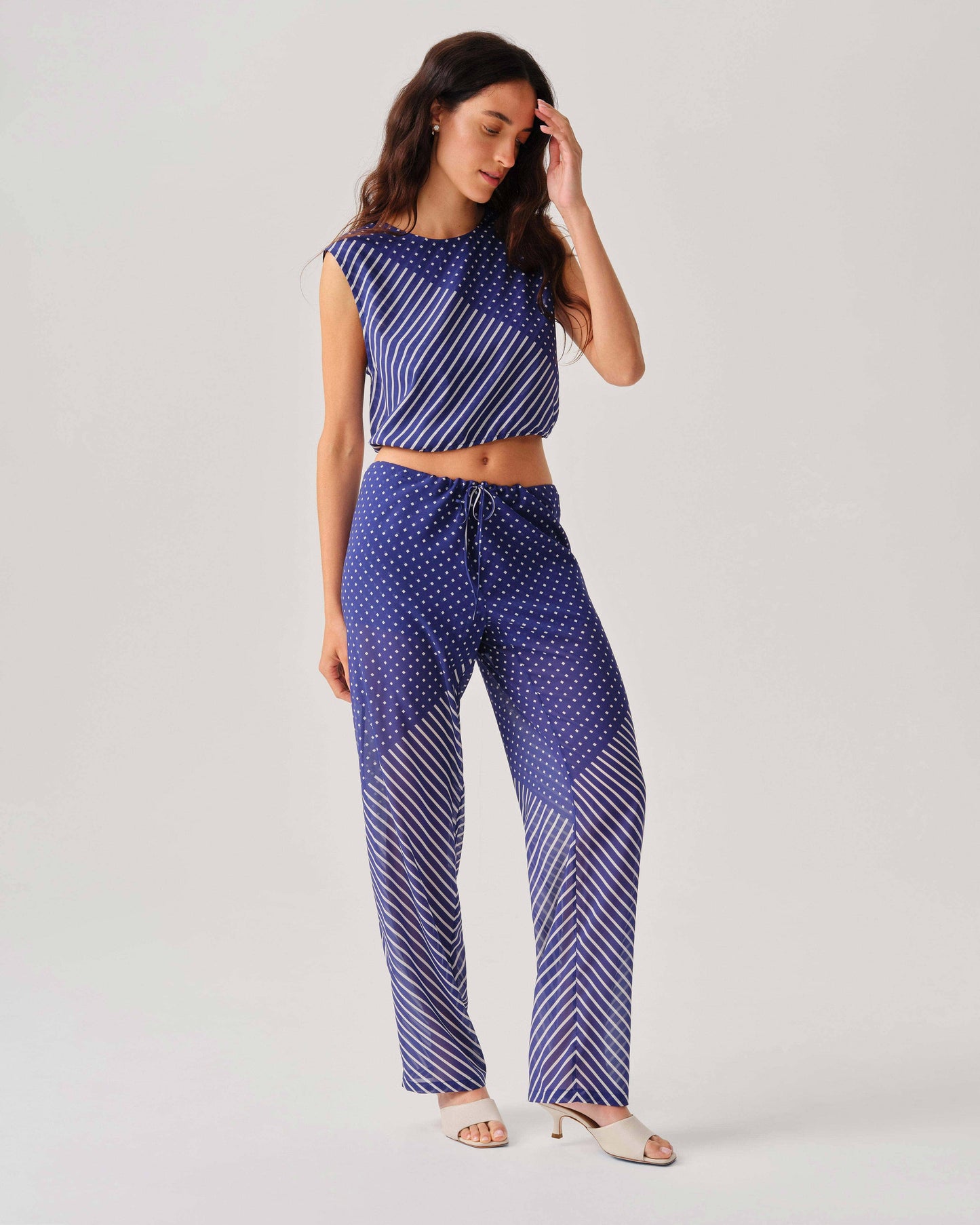 Georgia Pant - Blue & White