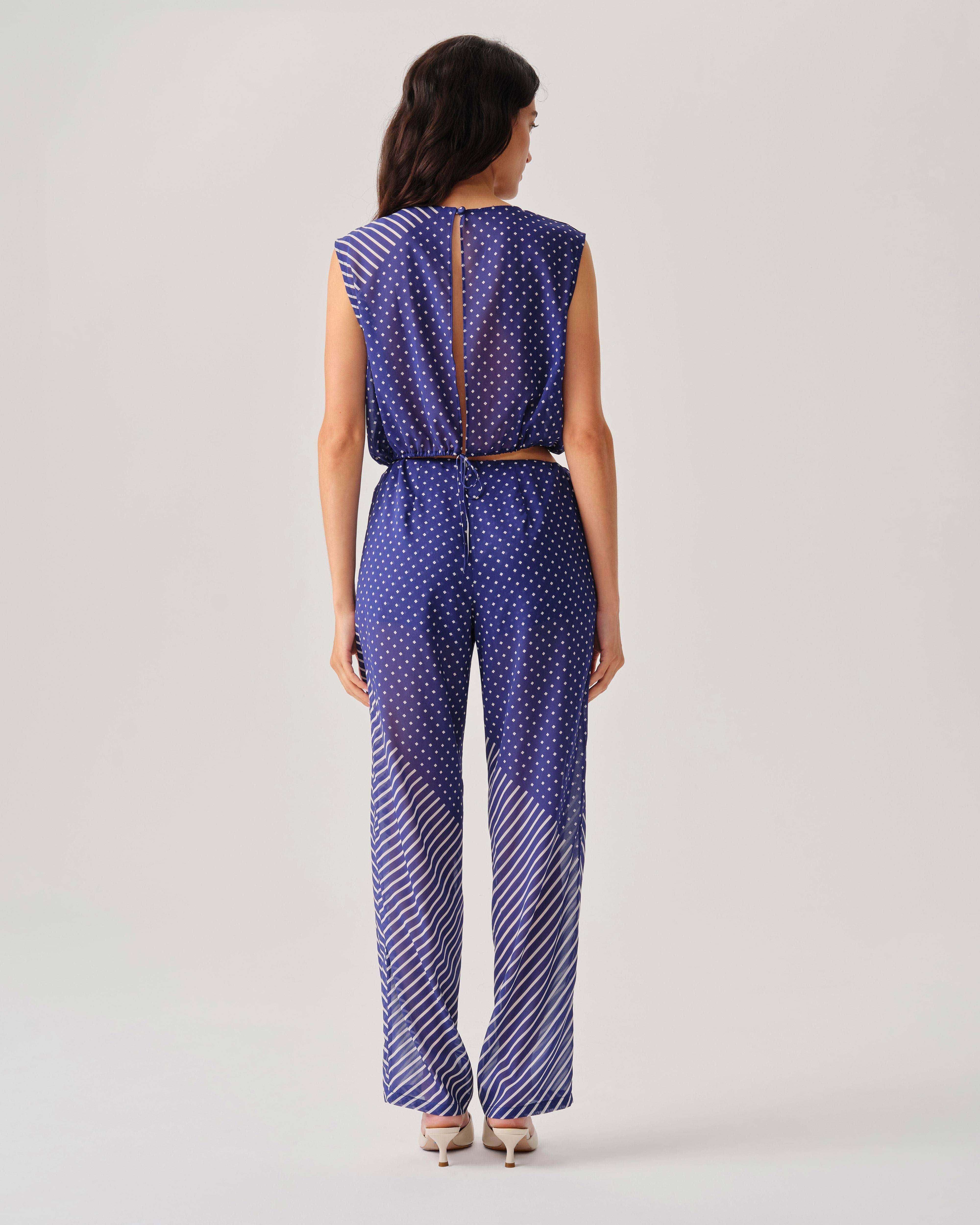 Georgia Pant - Blue & White