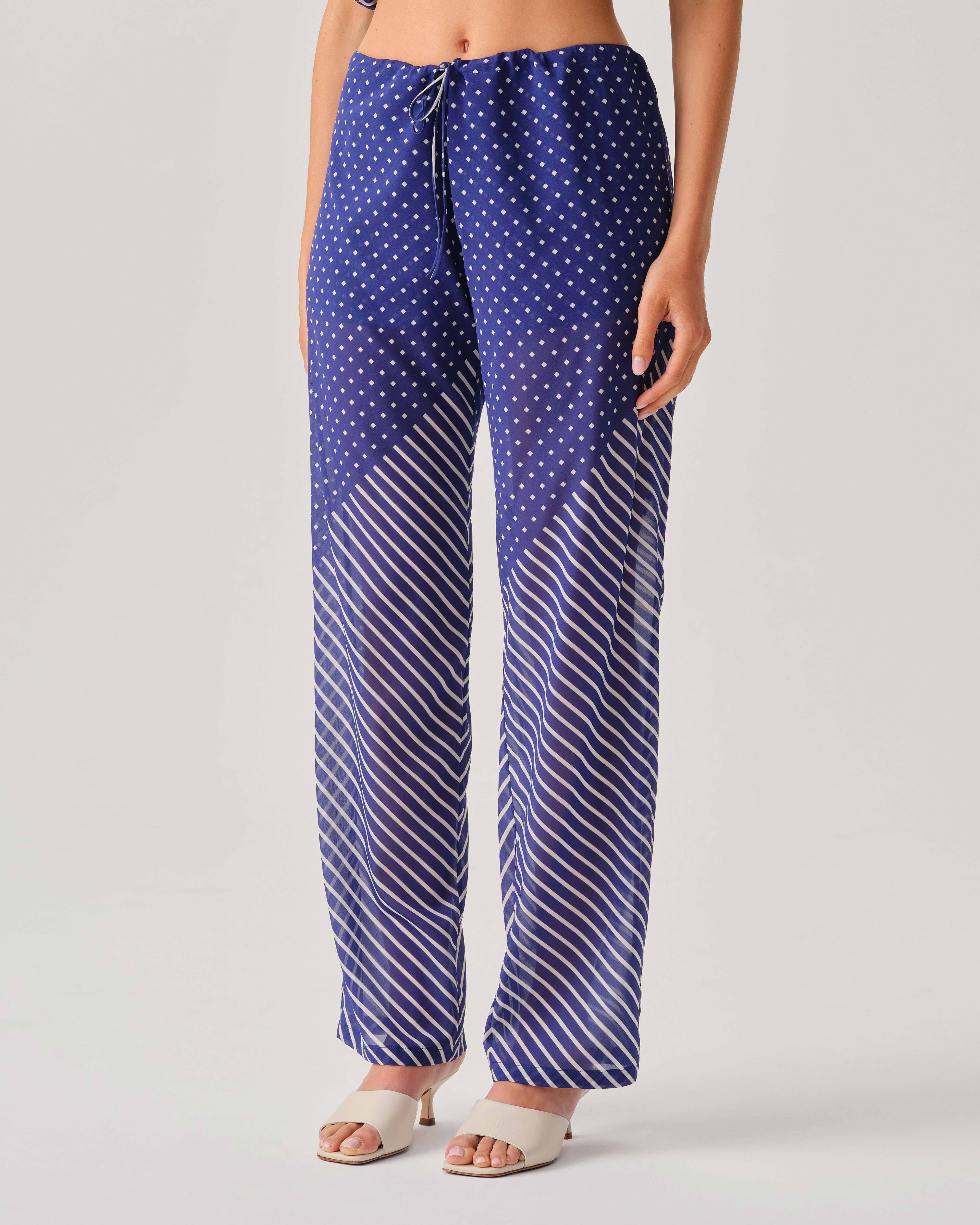 Georgia Pant - Blue & White