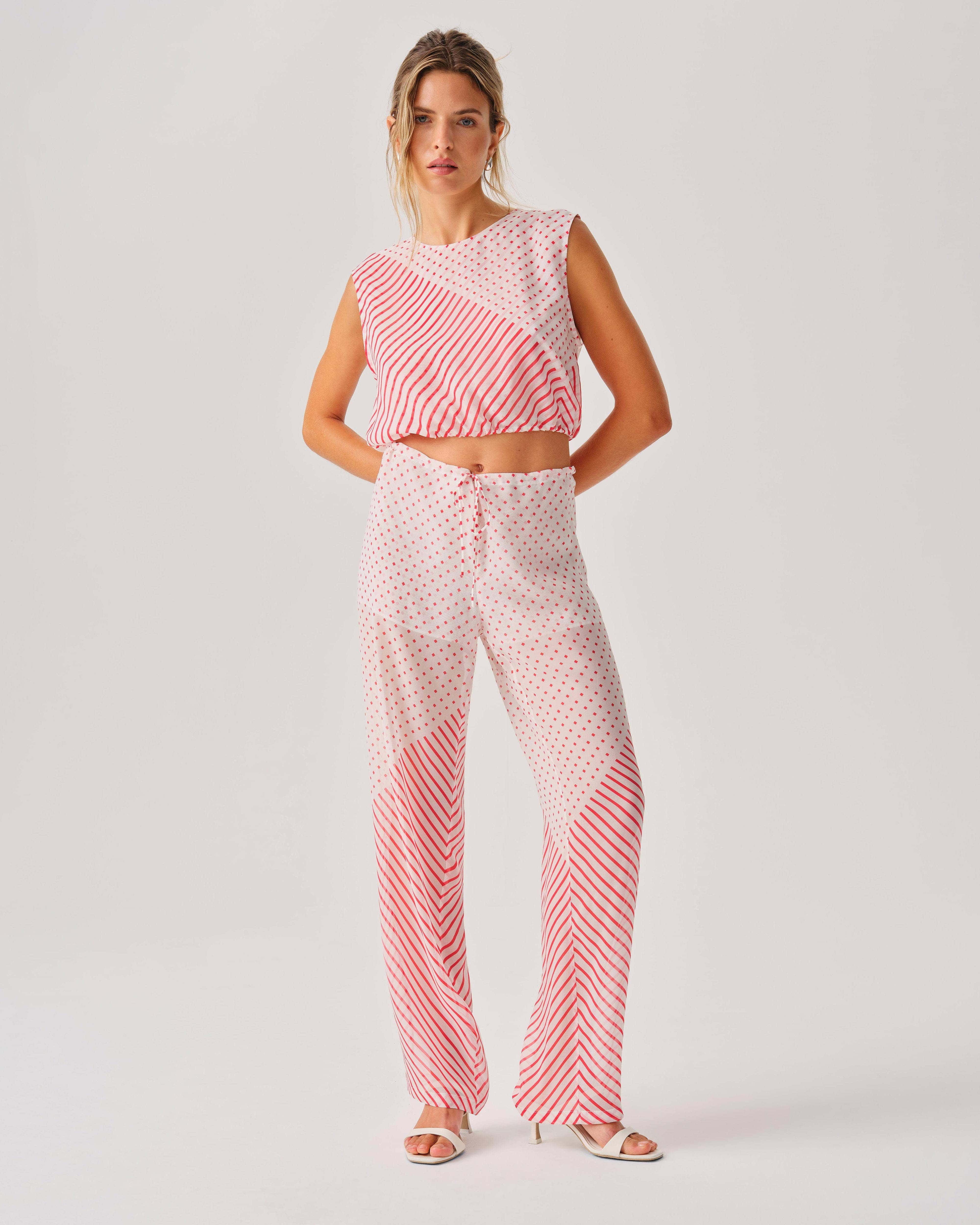 Georgia Pant - Red & White