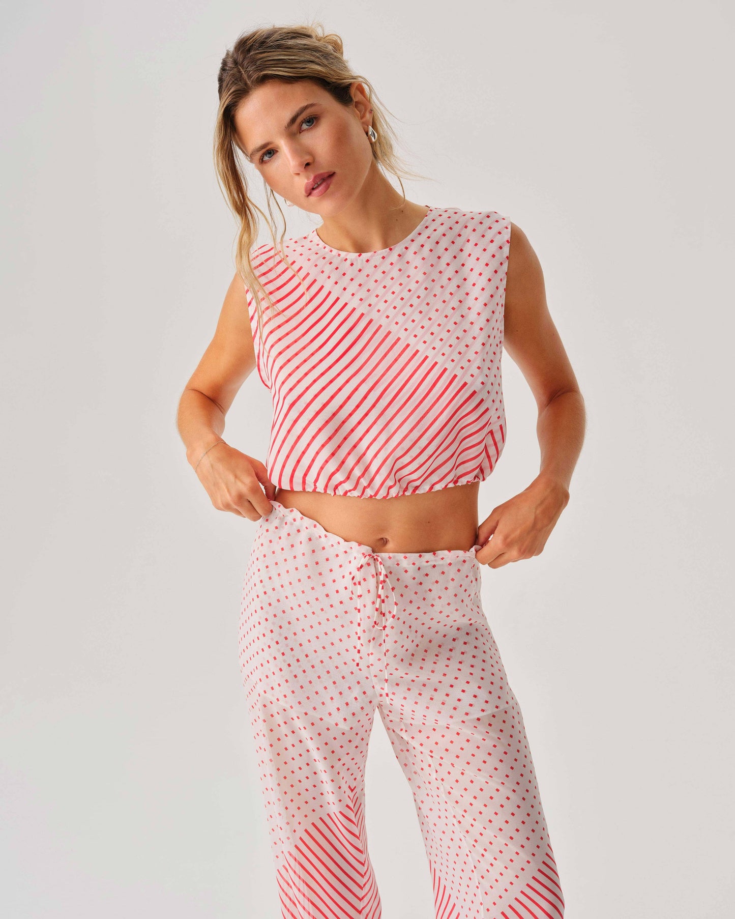 Georgia Pant - Red & White